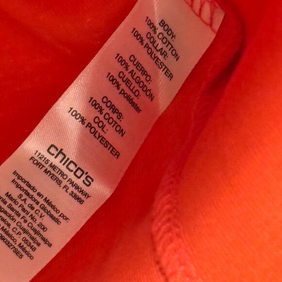 Chicos Orange Short-Sleeve Cotton Blend Top Size L Casual Lightweight Crew Neck - Picture 5 of 12